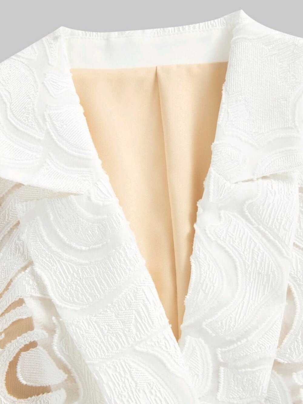 EXQUISITE WAIST-CINCHED ELEGANT LONG SLEEVE TEXTURED EMBROIDERY WOMEN'S BLAZER - Picture 9 of 14
